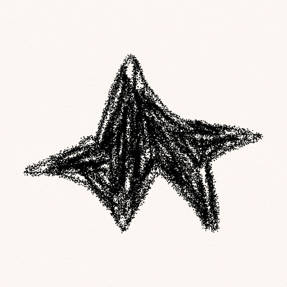 Black star clipart, crayon design