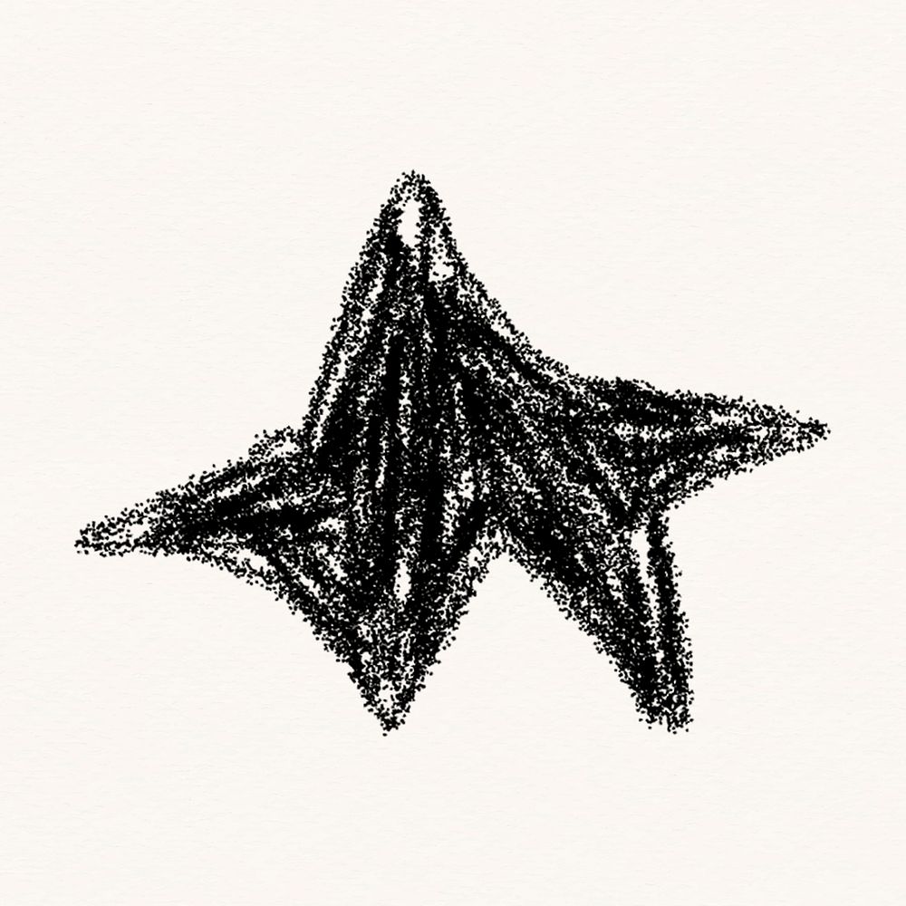 Black star clipart, crayon texture design psd