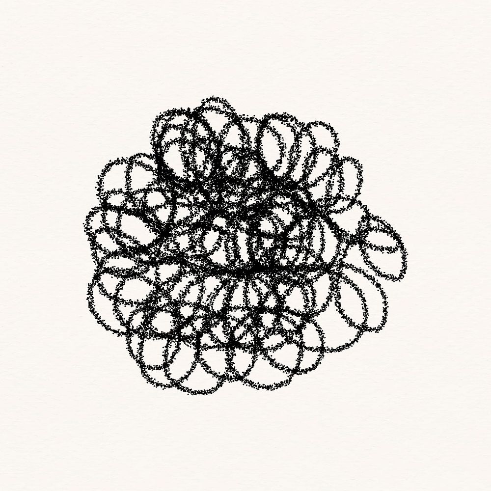 Black crayon scratch clipart, abstract design psd