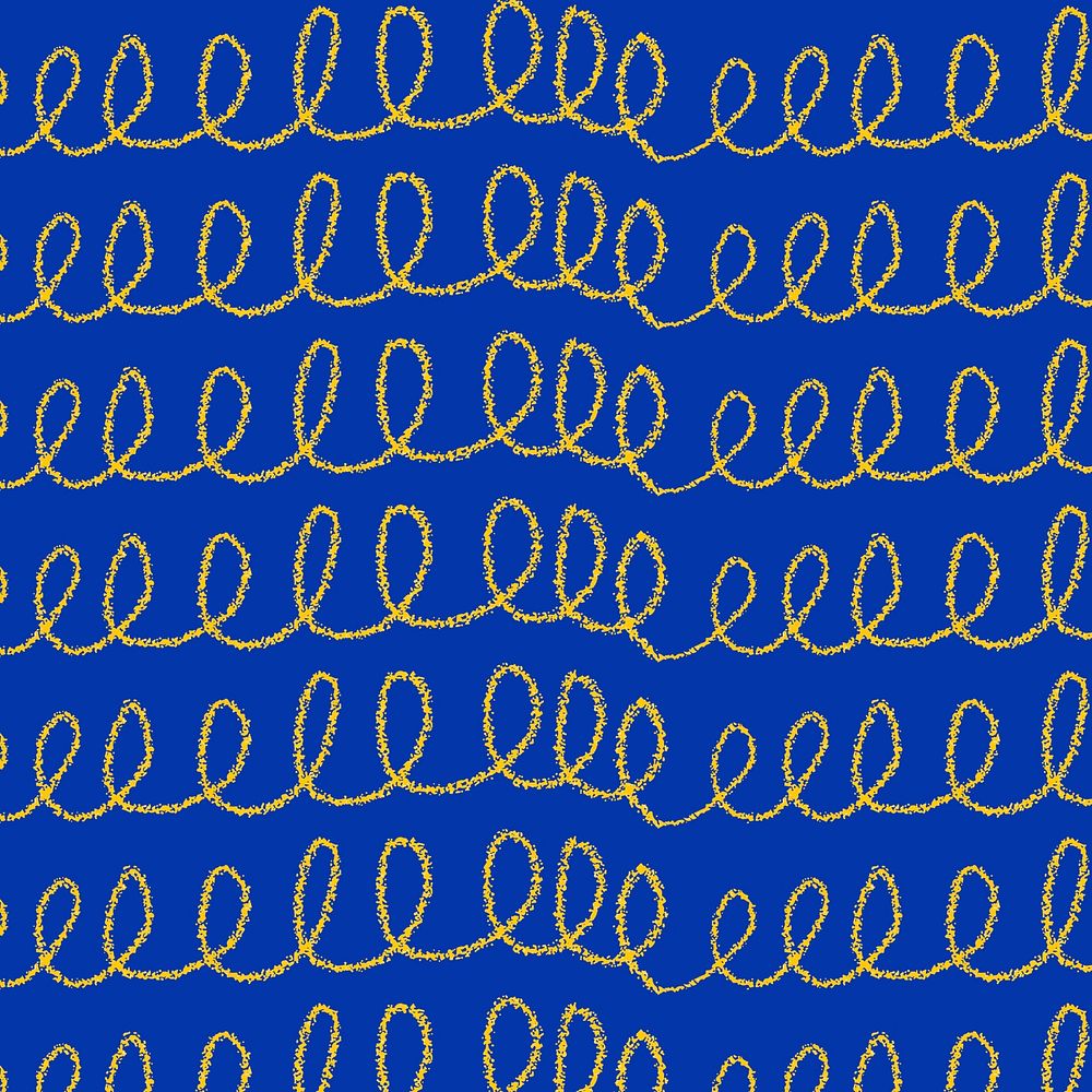 Crayon squiggle pattern, cute blue background psd