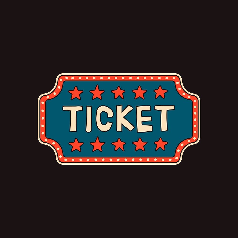 Circus ticket illustration, retro sign design