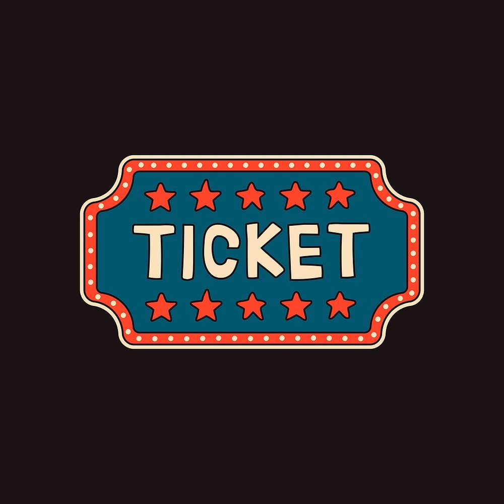 Circus ticket sticker design, retro sign vector