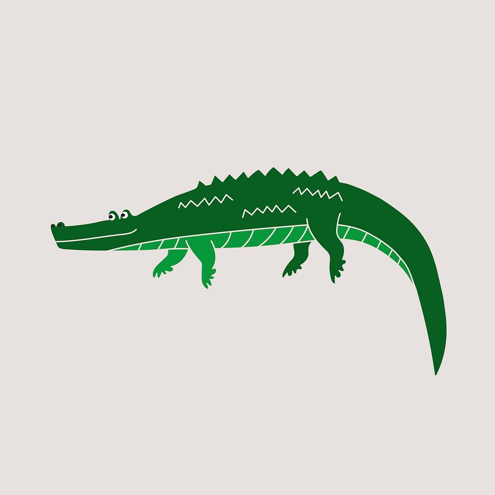 Green crocodile cartoon sticker design, cute animal illustration vector