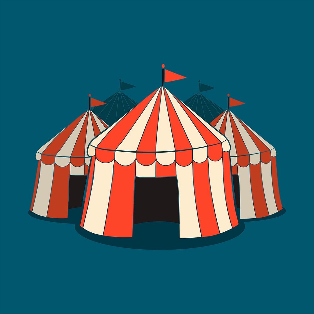 Circus tent sticker, vintage design, carnival canopy psd