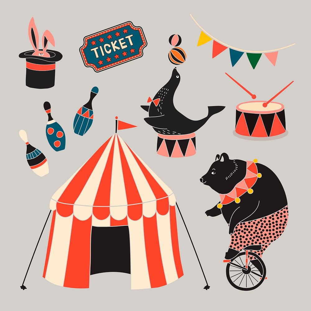 Circus performer illustration psd collection