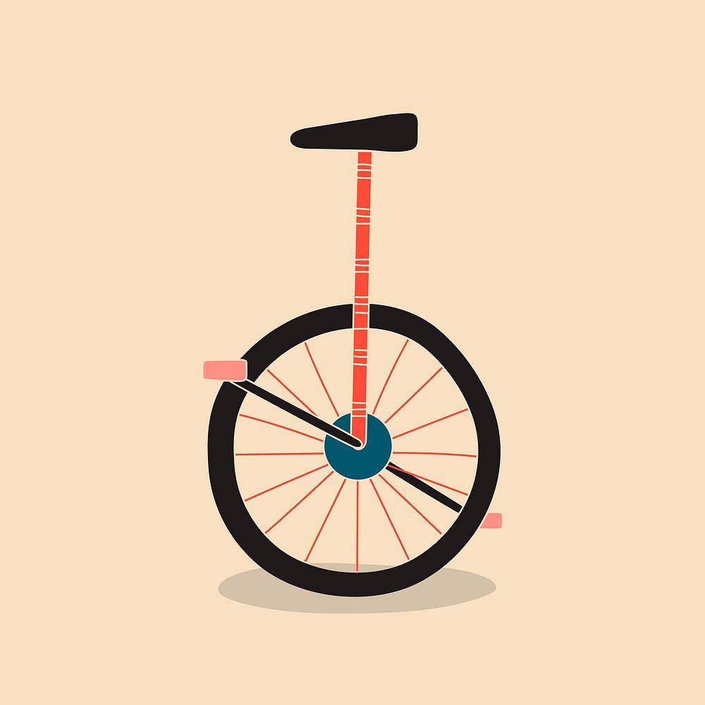 Unicycle illustration, cute circus accessories design