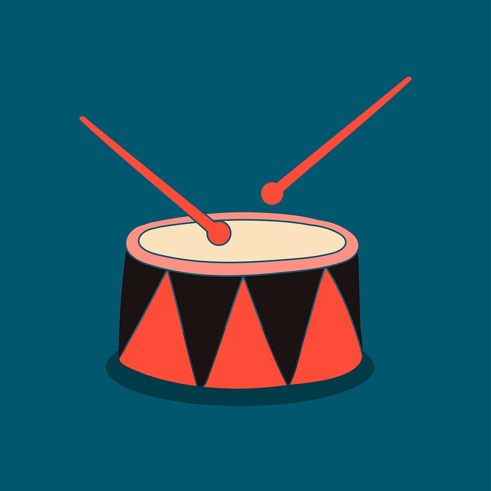 Circus drum sticker, illustration design, musical instrument psd