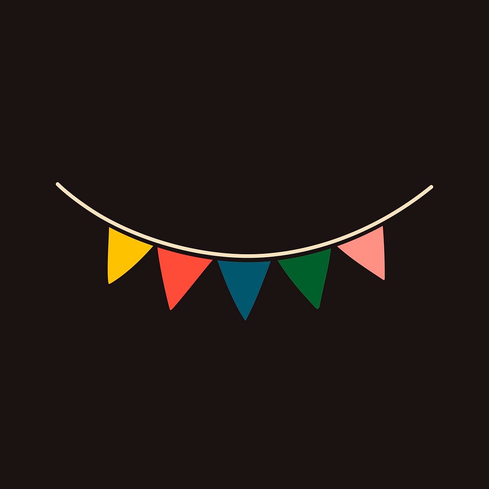 Colorful bunting sticker design, cute party accessories psd