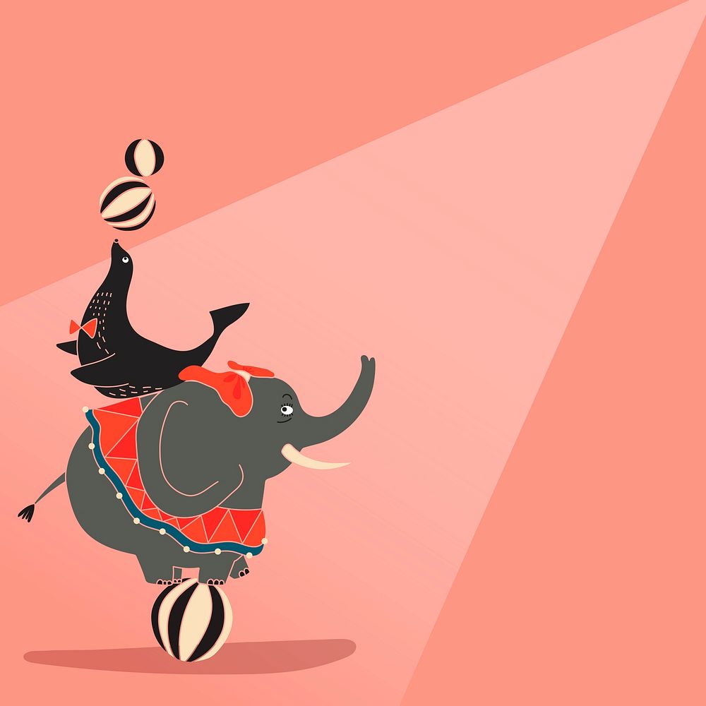 Circus performer background, cute animal illustration design vector