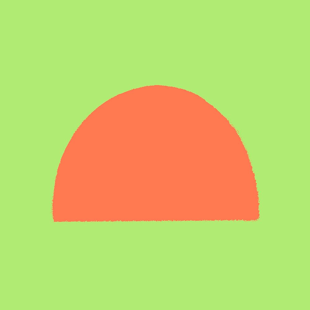 Orange semicircle sticker, geometric shape psd