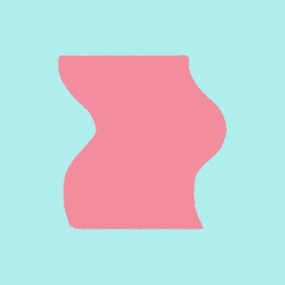 Wavy rectangle sticker, geometric shape in pink vector