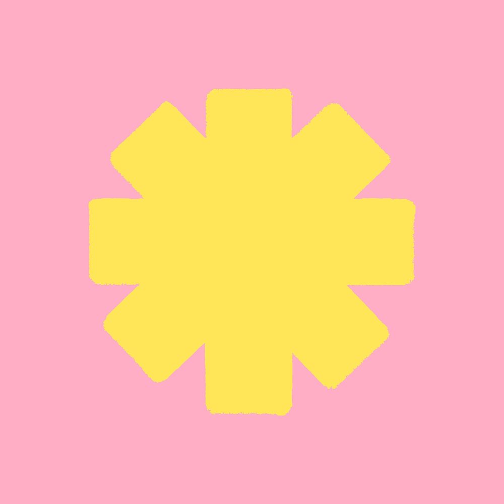 Asterisk shape sticker, yellow geometric design vector