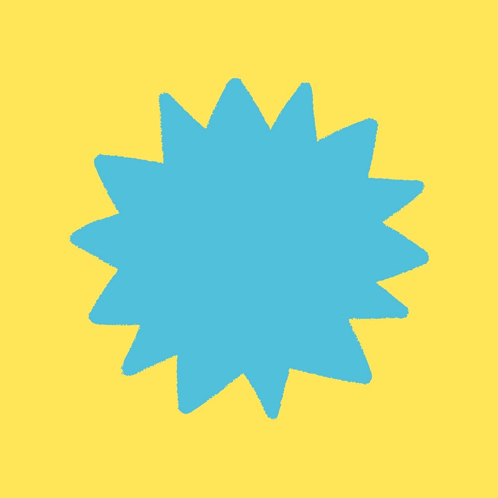 Starburst shape sticker, blue geometric design vector