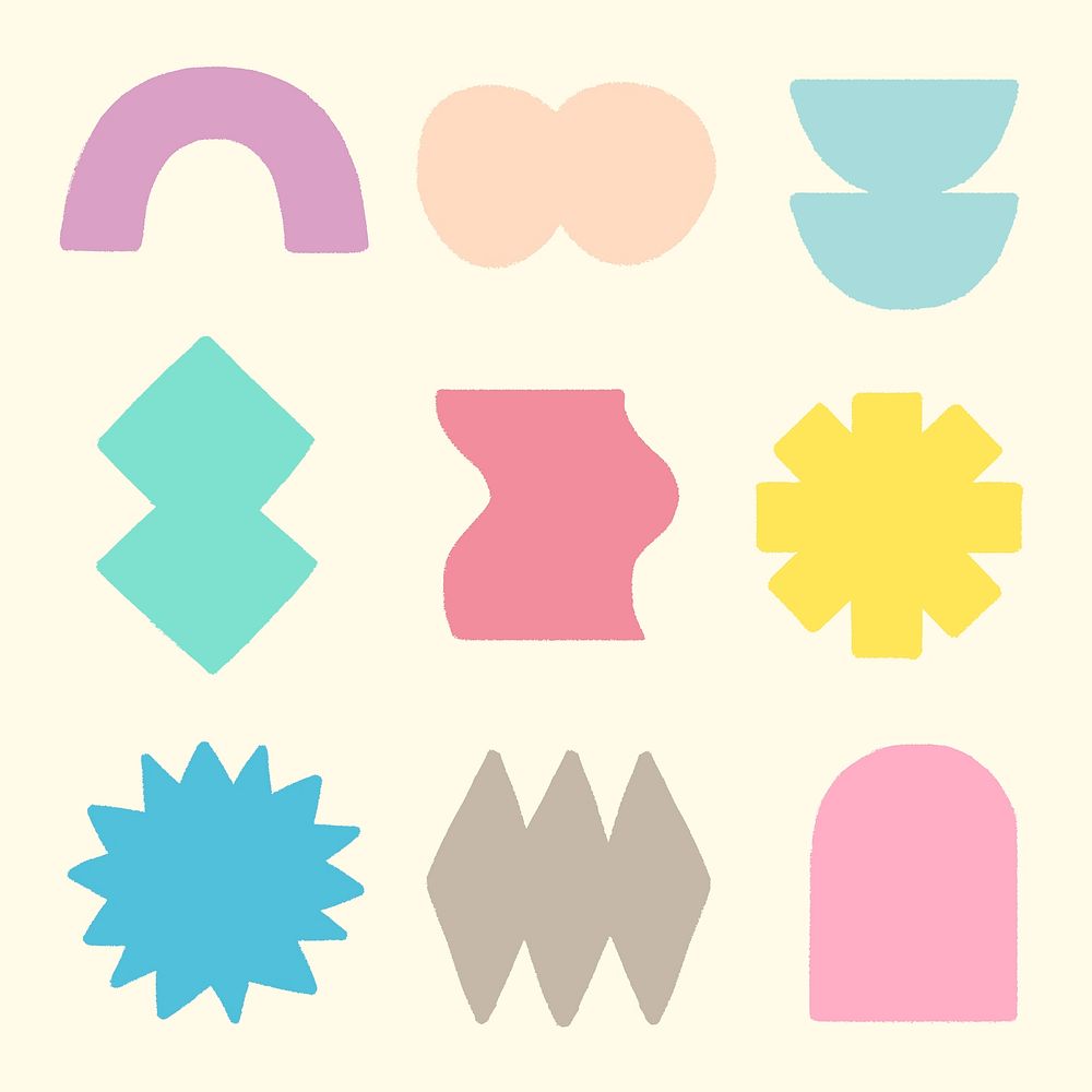 Pastel badge, geometric shape set vector