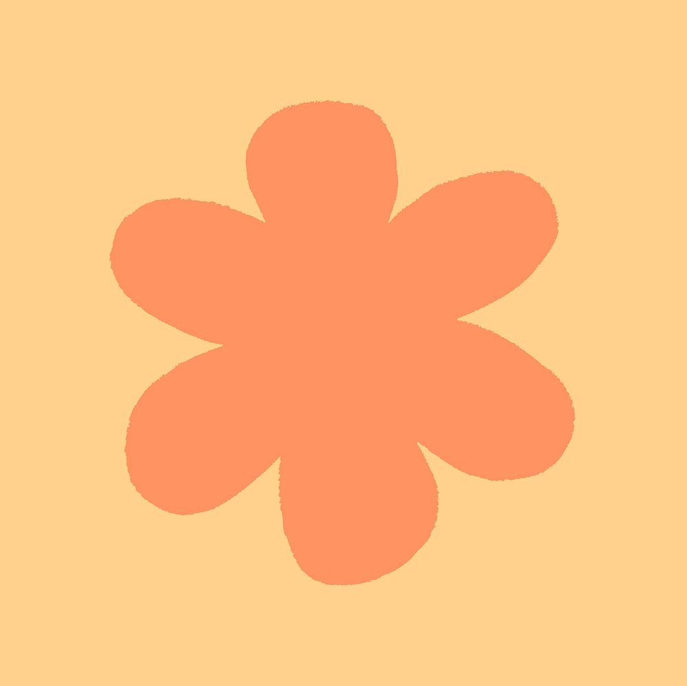 Orange flower, doodle design sticker, blob shape psd