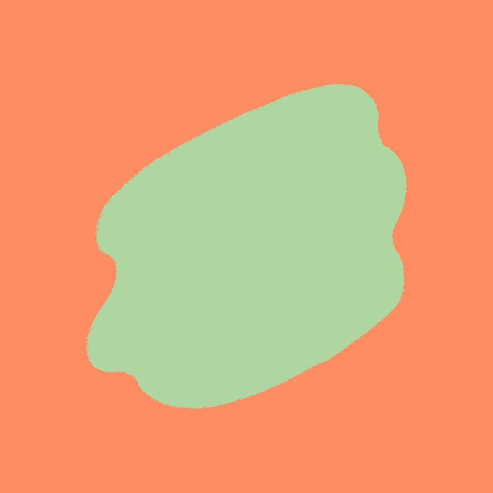 Green badge, paint smear shape, orange background