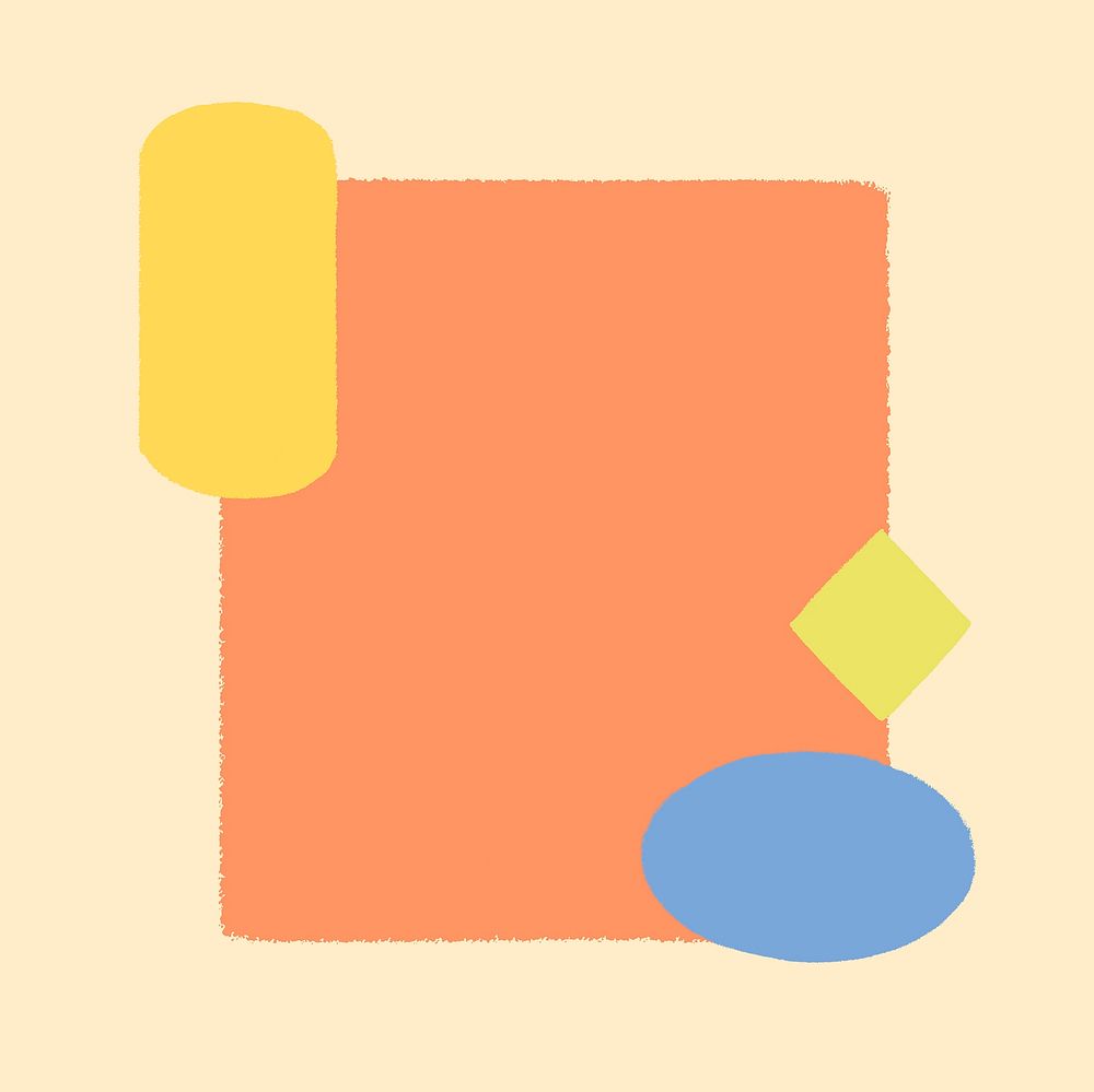 Memphis shape sticker, orange square in cute design vector