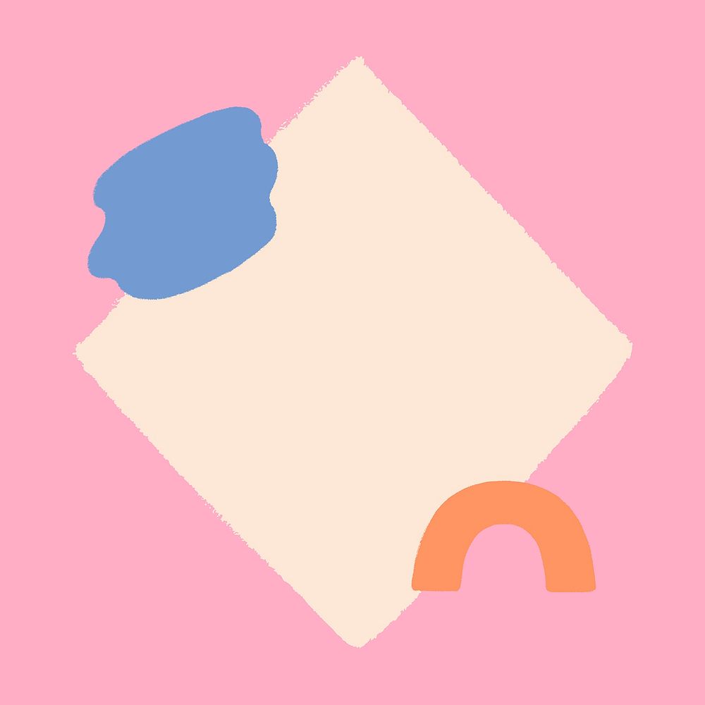 Square shape sticker, cute memphis vector
