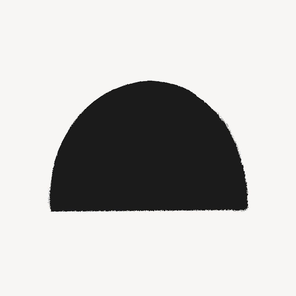 Black semicircle sticker, geometric shape vector