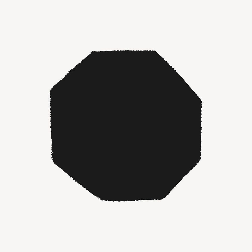 Octagon shape sticker, black geometric vector