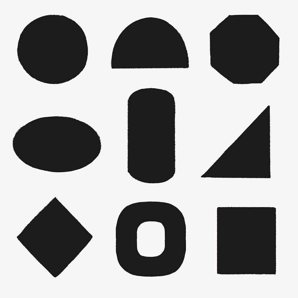 Geometric badge, black collage element vector set