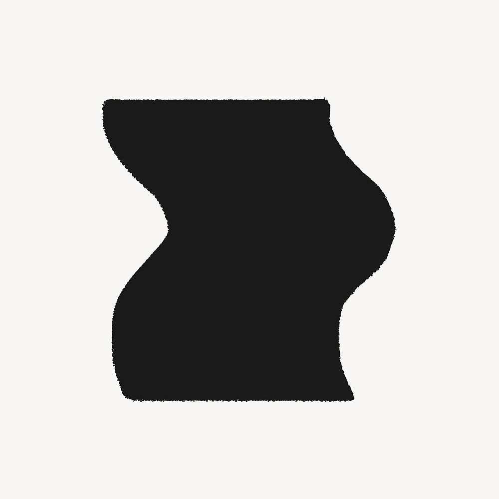 Wavy rectangle sticker, geometric shape in black psd
