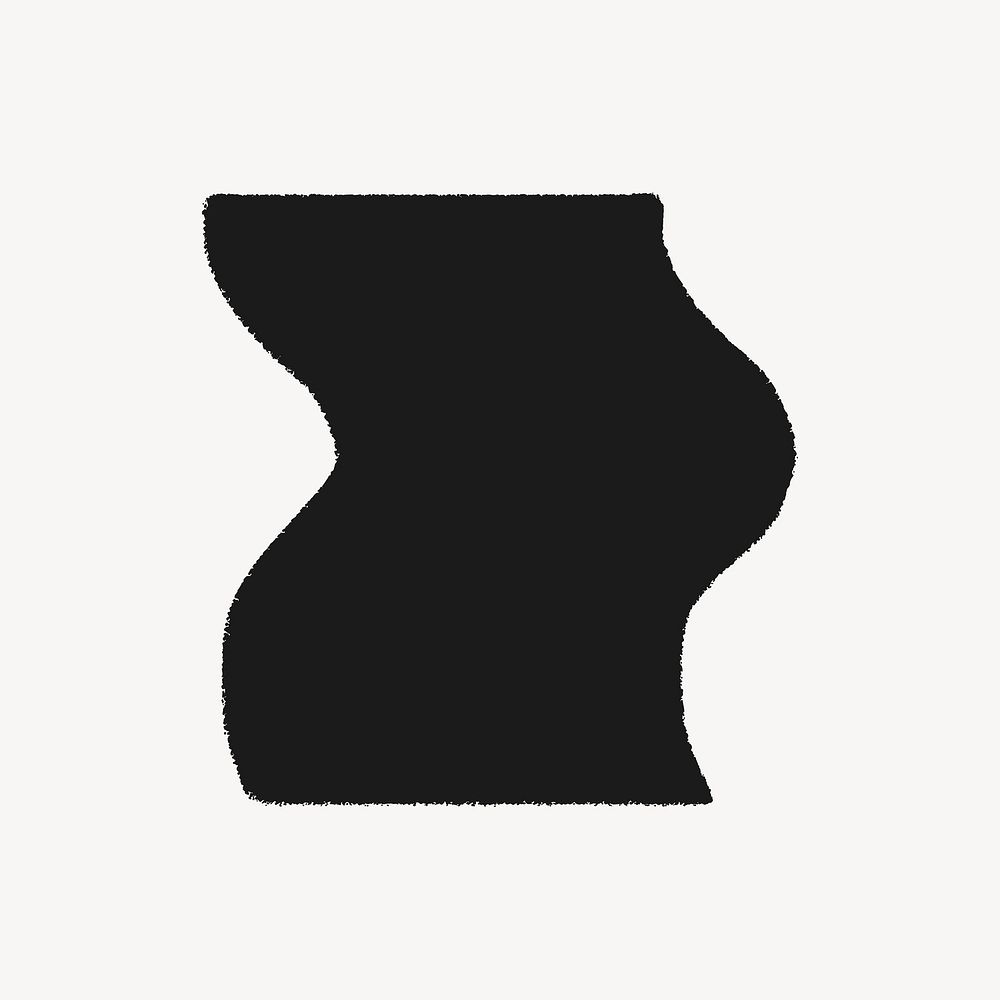 Wavy rectangle sticker, geometric shape in black vector