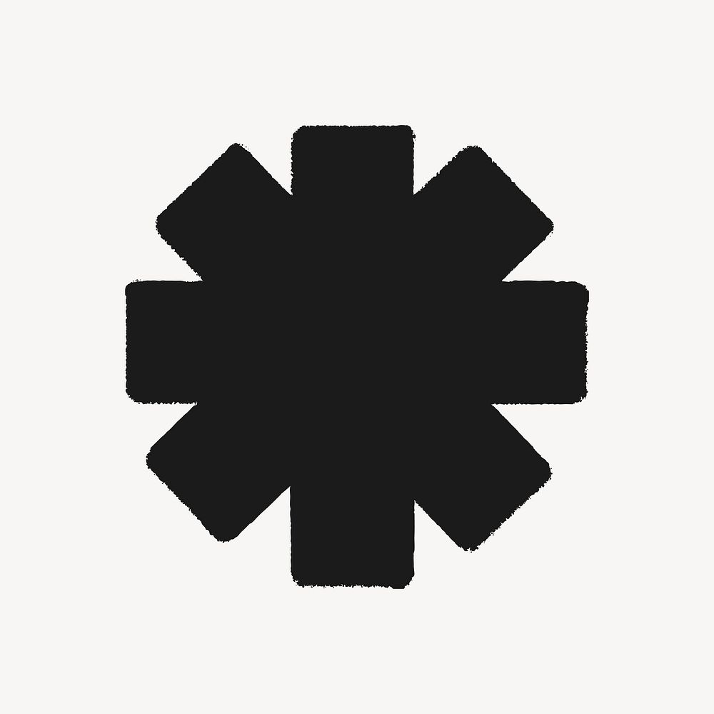 Asterisk shape sticker, black geometric design vector