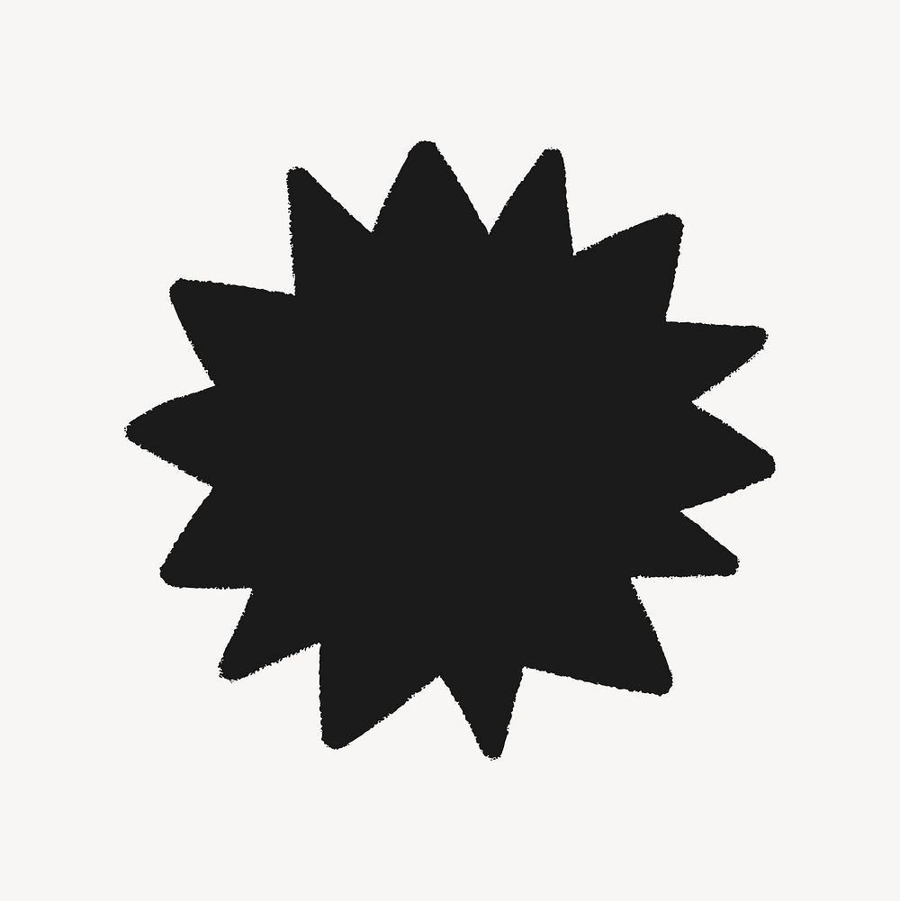 Starburst shape sticker, black geometric design vector