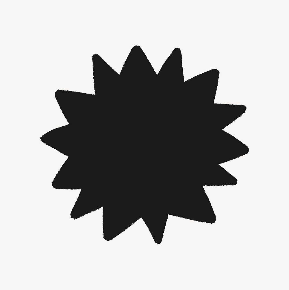 Starburst shape sticker, black geometric design psd