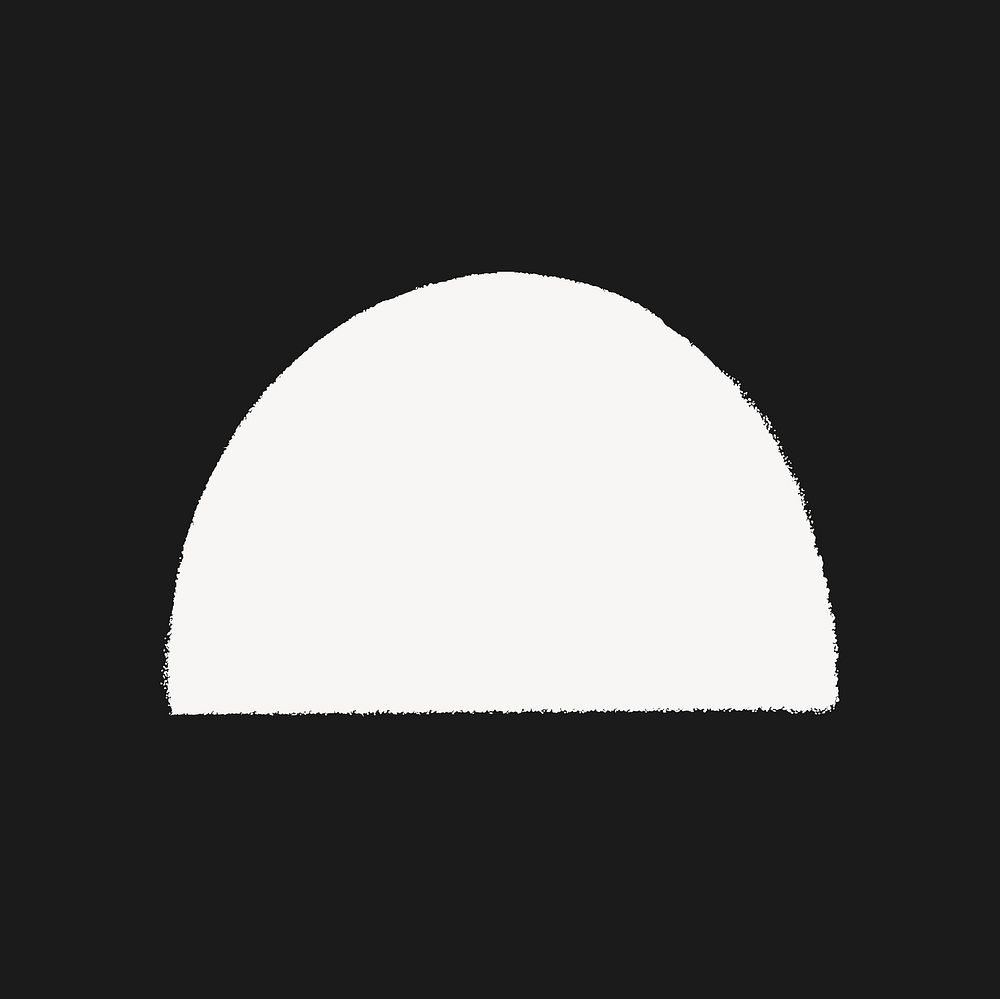 White semicircle sticker, geometric shape vector