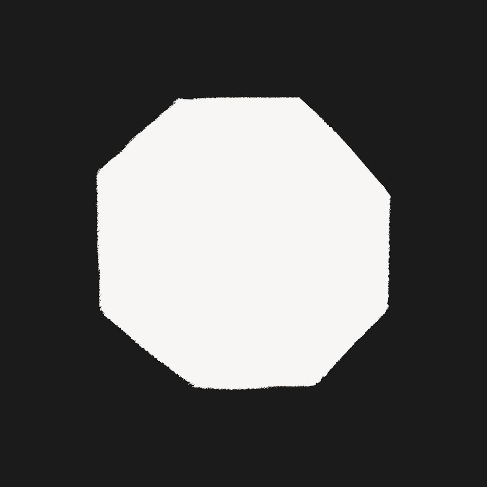 Octagon shape sticker, white geometric vector
