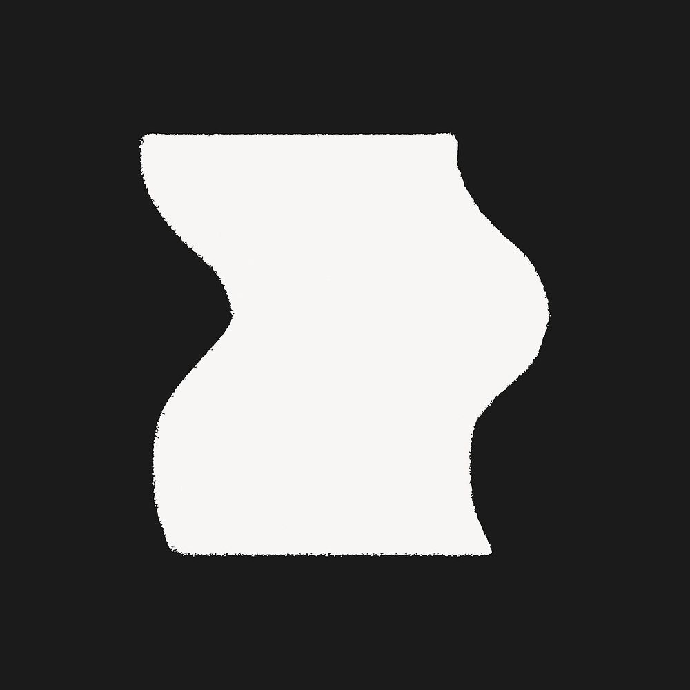 Wavy rectangle sticker, geometric shape in white vector
