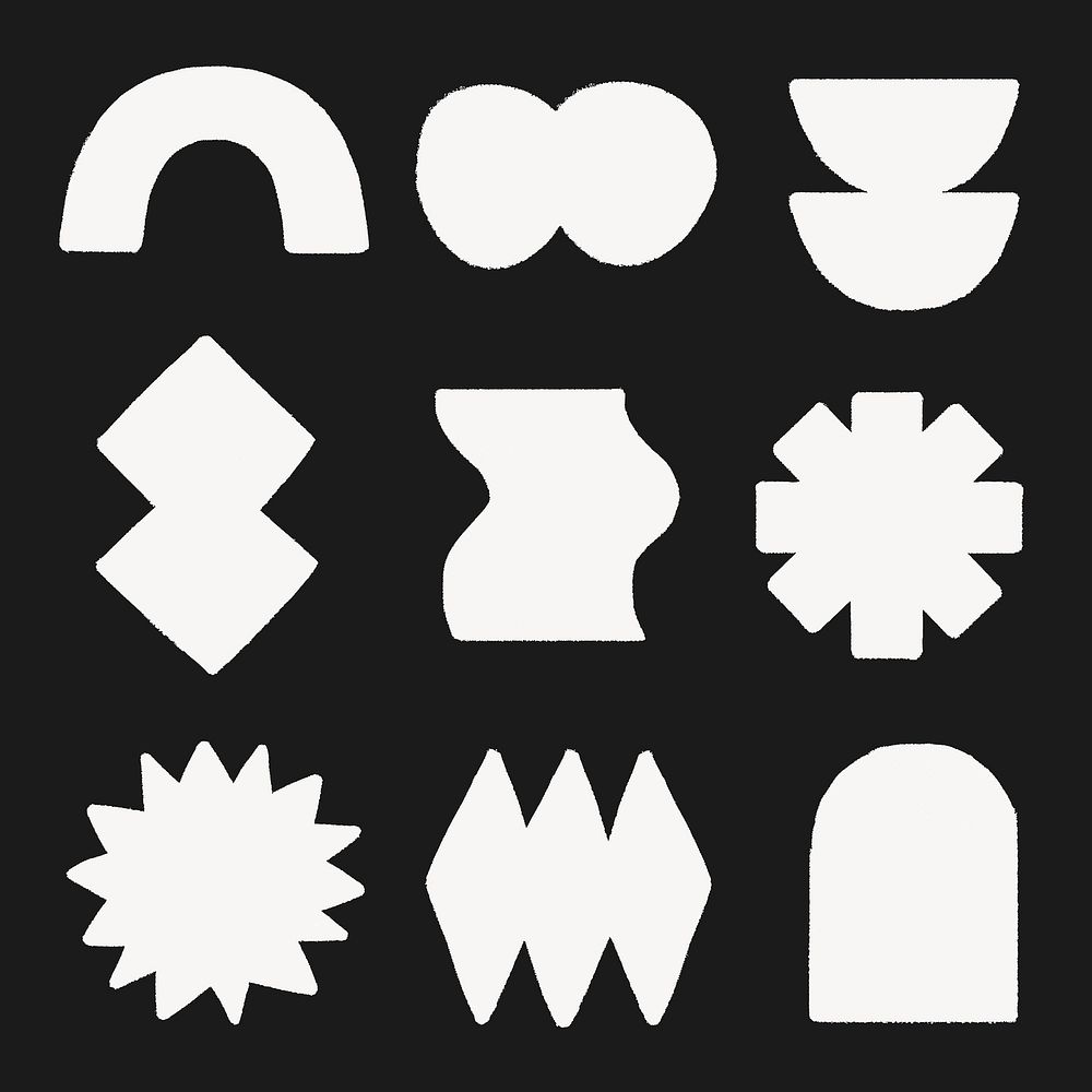 White geometric collage element sticker set vector