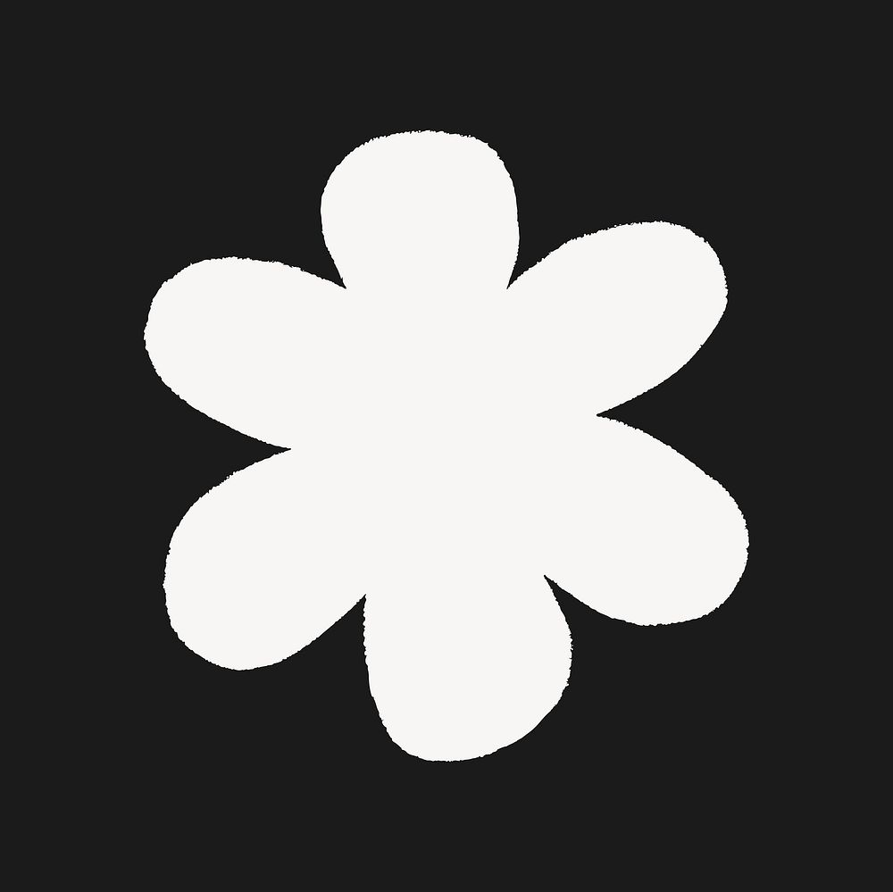 White flower doodle, blob shape design, collage sticker vector