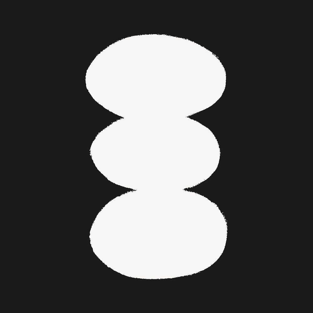White abstract blob shape design, black background