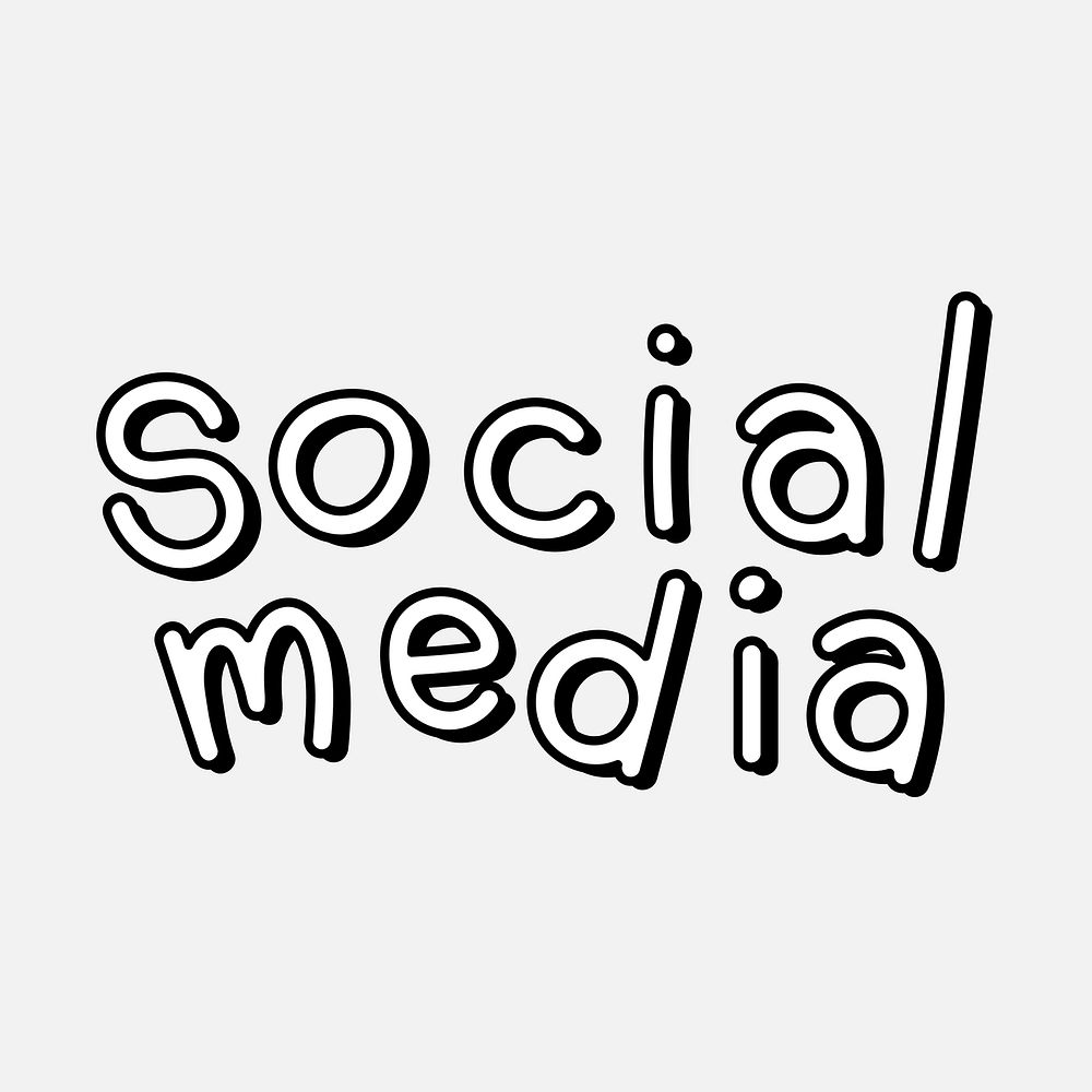 Social media clipart, doodle typography