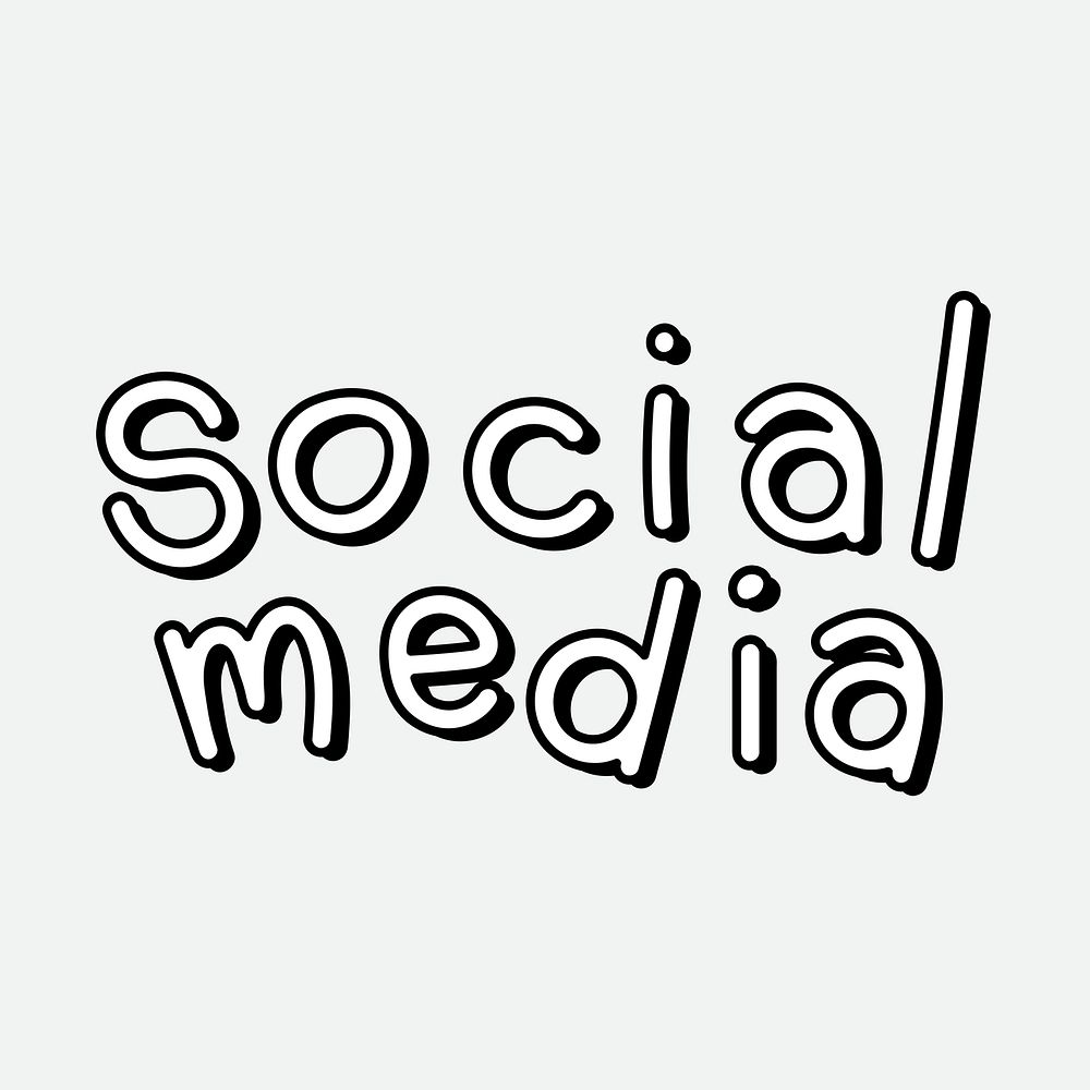 Social media sticker, doodle typography psd