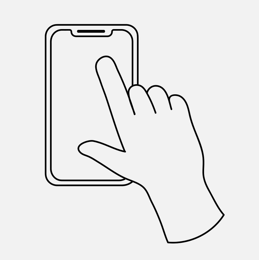 Hand using smartphone clipart, social media doodle