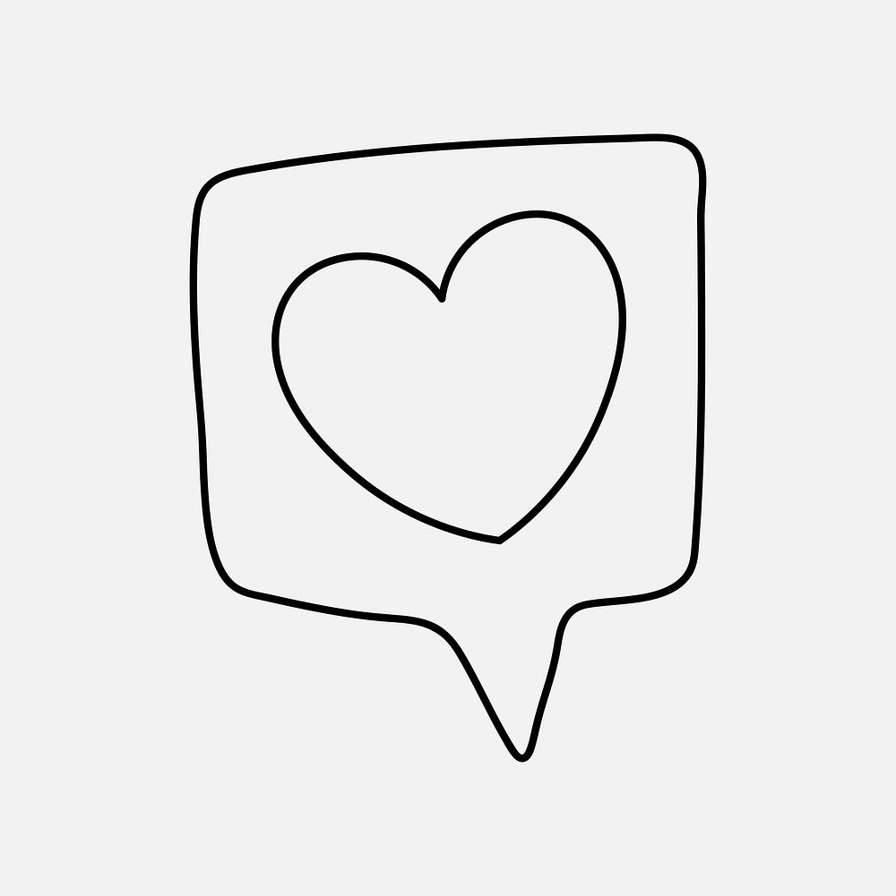 Heart sticker, speech bubble, social media collage element vector