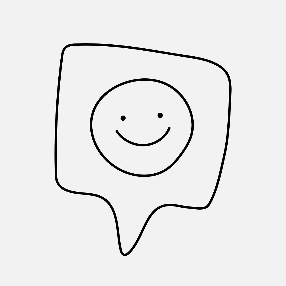 Smiling face clipart, social media emoticon doodle