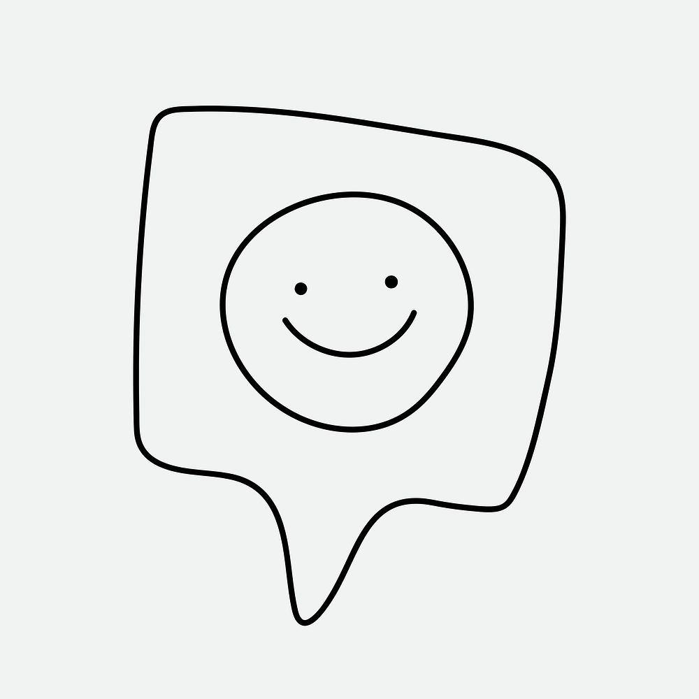 Smiling face sticker, social media emoticon doodle psd