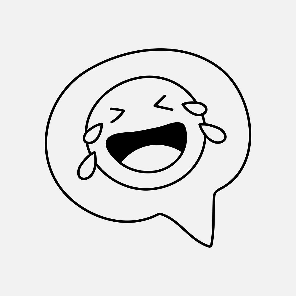 Laughing emoticon doodle sticker, facial expression vector
