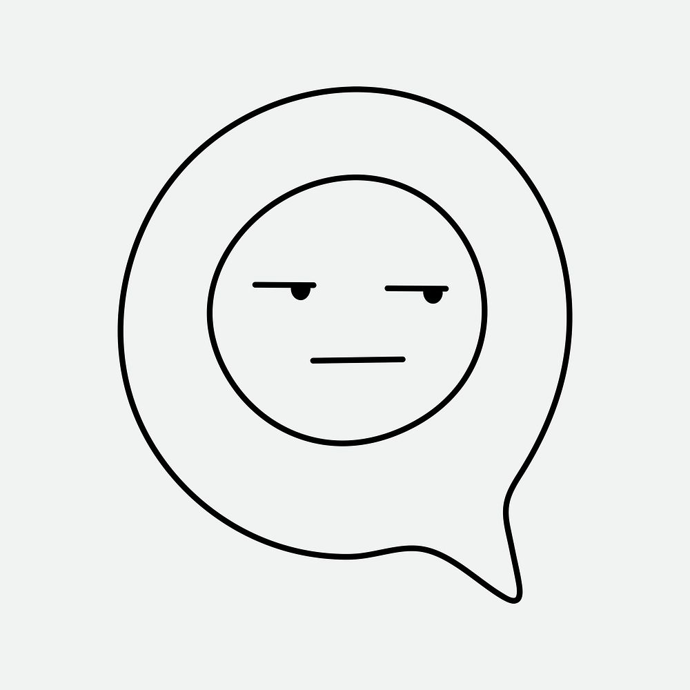 Annoyed face sticker, social media emoticon psd