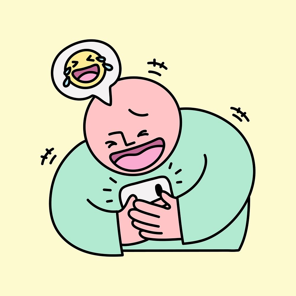 Man laughing clipart, social media entertainment doodle vector