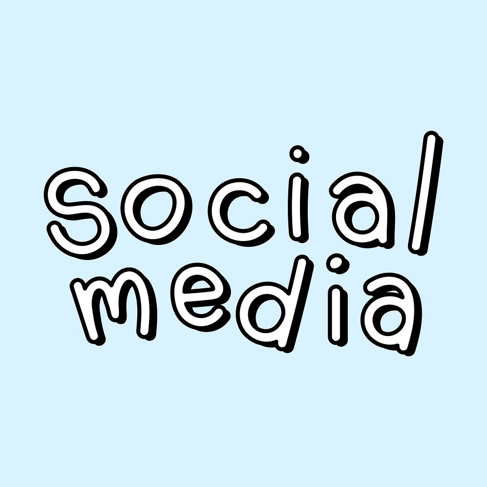 Social media sticker, doodle typography psd