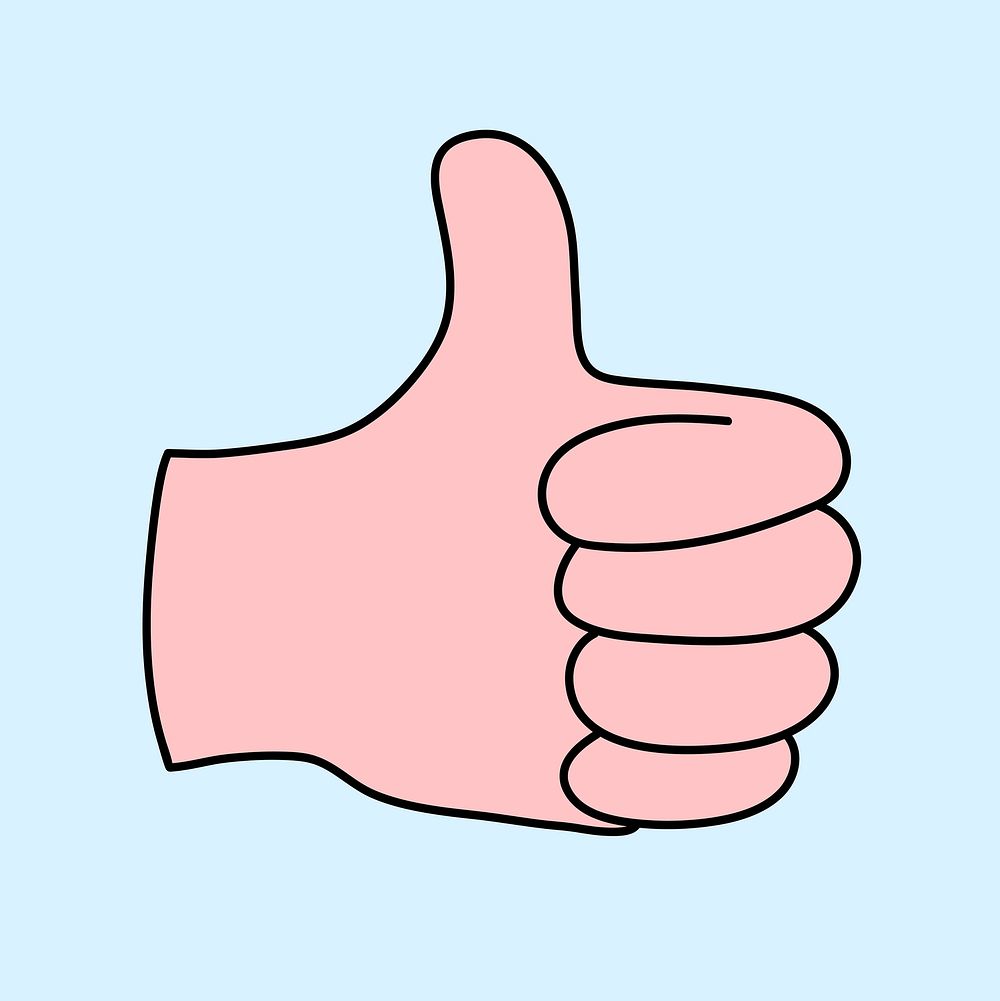 Thumbs up clipart, hand gesture collage element