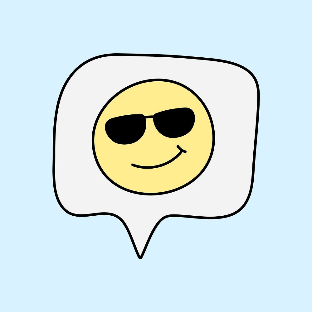 Smirk emoticon sticker, facial expression doodle psd