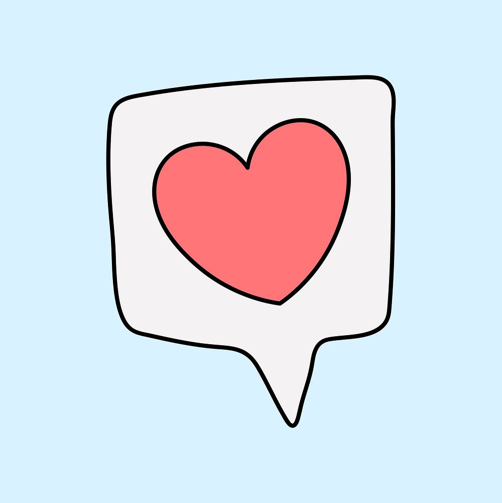 Heart clipart, speech bubble, social media collage element