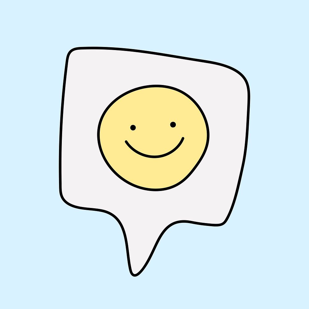 Smiling face sticker, social media emoticon doodle vector